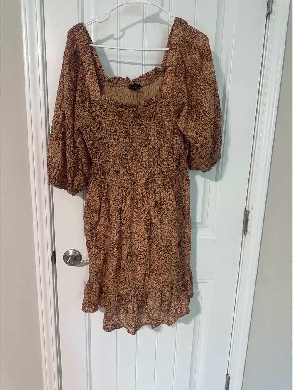Jessica Simpson Brown Animal Print Puff Sleeve Dress Size XL